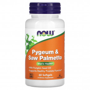 NOW Foods, Pygeum & Saw Palmetto, 60 мягких таблеток - описание