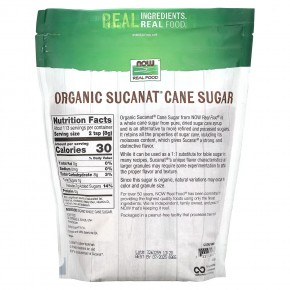 NOW Foods, Real Food, Sucanat, сертифицированный органический тростниковый сахар, 907 г (2 фунта) в Москве - eco-herb.ru | фото