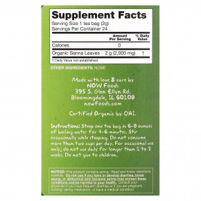 NOW Foods, Real Tea, органический чай сенна, без кофеина, 24 чайных пакетика, 48 г (1,7 унции) в Москве - eco-herb.ru | фото