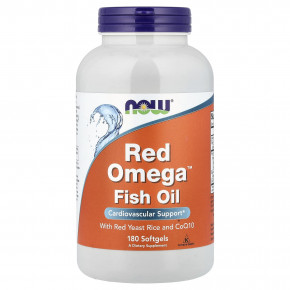 NOW Foods, Red Omega™, рыбий жир с красным ферментированным рисом и коэнзимом Q10, 180 капсул - описание | фото
