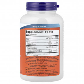NOW Foods, рыбий жир с омега-3, 180 капсул в Москве - eco-herb.ru | фото