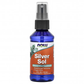 NOW Foods, Silver Sol, добавка с серебром, 118 мл (4 жидк. унции) - описание | фото