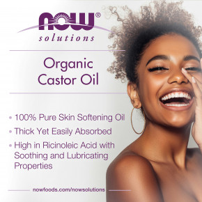NOW Foods, Solutions, органическое касторовое масло, 237 мл (8 жидк. унций) в Москве - eco-herb.ru | фото