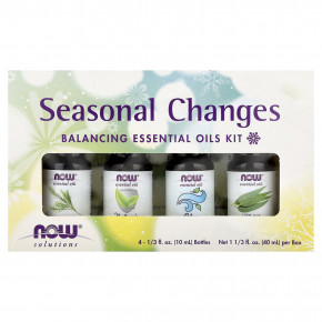 NOW Foods, Solutions, Seasonal Changes, набор сбалансированных эфирных масел, 4 флакона, 1/3 жидк. Унции (10 мл) каждый в Москве - eco-herb.ru | фото