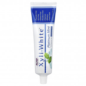 NOW Foods, Solutions, XyliWhite™, зубная паста-гель с пищевой содой, платиновая мята, 181 г (6,4 унции) - описание | фото