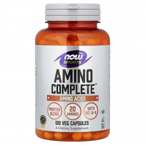 NOW Foods, Sports, Amino Complete™, аминокислотный комплекс, 120 растительных капсул - описание | фото