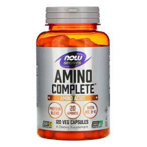 NOW Foods, Sports, Amino Complete, аминокислотный комплекс, 120 вегетарианских капсул - описание