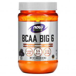 NOW Foods, Sports, BCAA Big 6, натуральный виноград, 600 г (21,16 унции) в Москве - eco-herb.ru | фото