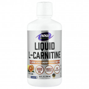 NOW Foods, Sports, жидкий L-карнитин, цитрус, 946 мл (32 жидк. унции) - описание | фото