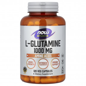 NOW Foods, Sports, L-глютамин, 1000 мг, 120 растительных капсул - описание | фото