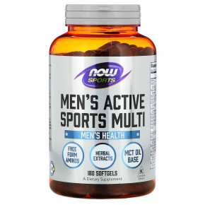 NOW Foods, Sports, Men's Active Sports Multi, комплекс витаминов для мужчин, 180 капсул - описание | фото