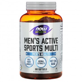 NOW Foods, Sports, Men's Active Sports Multi, комплекс витаминов для мужчин, 180 капсул в Москве - eco-herb.ru | фото