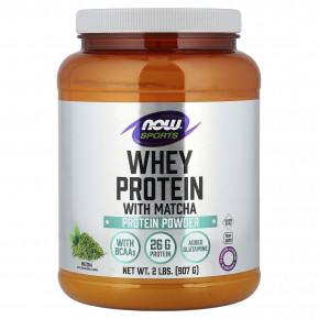 NOW Foods, Sports, сывороточный протеин в порошке, матча, 907 г (2 фунта) в Москве - eco-herb.ru | фото
