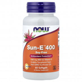 NOW Foods, Sun-E™ 400, 268 мг (400 МЕ), 60 капсул - описание | фото