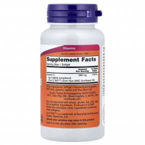 NOW Foods, Sun-E™ 400, 268 мг (400 МЕ), 60 капсул в Москве - eco-herb.ru | фото