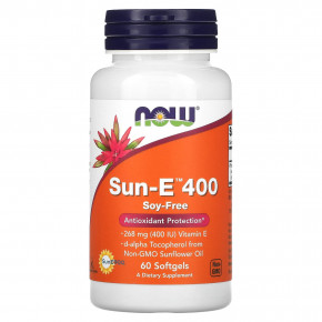 NOW Foods, Sun-E 400, 268 мг (400 МЕ), 60 мягких таблеток - описание