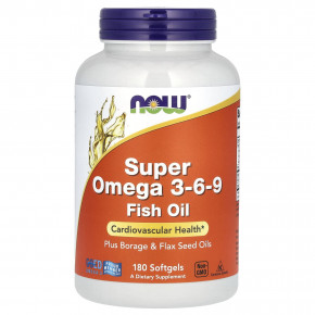 NOW Foods, Super Omega 3-6-9, добавка с омега-3-6-9, 180 капсул в Москве - eco-herb.ru | фото