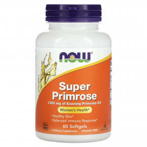 NOW Foods, Super Primrose, масло примулы, 1300 мг, 60 капсул - описание