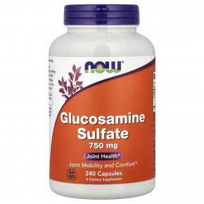 NOW Foods, сульфат глюкозамина, 240 капсул (0,75 г в 1 капсуле) - описание | фото
