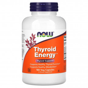 NOW Foods, Thyroid Energy, 180 растительных капсул - описание | фото