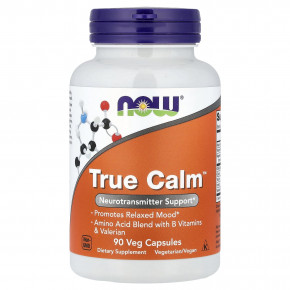 NOW Foods, True Calm™, успокоительная добавка, 90 растительных капсул - описание | фото