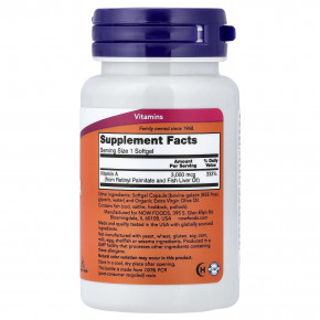 NOW Foods, Витамин A, 3000 мкг (10 000 МЕ), 100 мягких таблеток в Москве - eco-herb.ru | фото