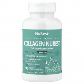 NuBest, Collagen Nubest, коллаген для улучшенного усвоения, 90 капсул (500 мг в 1 капсуле) - описание | фото