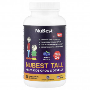 NuBest, Tall®, добавка для детей от 2 до 9 лет, с ягодным вкусом, 90 жевательных таблеток - описание | фото