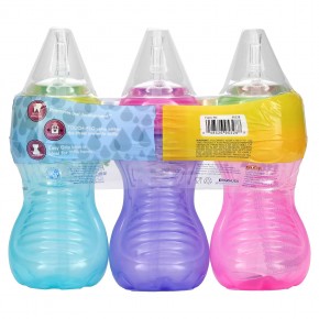 Nuby, Clik-it FlexStraw Cup, для детей от 12 месяцев, для девочек, 3 упаковки по 300 мл (10 унций) в Москве - eco-herb.ru | фото