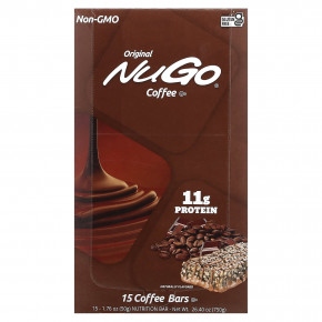 NuGo Nutrition, Кофейный батончик, 15 батончиков по 50 г (1,76 унции) - описание | фото