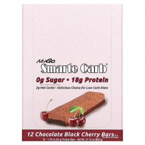 NuGo Nutrition, Smarte Carb Bar, шоколад с черной вишней, 12 батончиков, 50 г (1,76 унции) в Москве - eco-herb.ru | фото