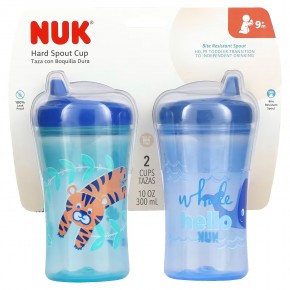 NUK, First Essentials, чашка с жестким носиком, от 9 месяцев, 2 чашки, 300 мл (10 унций) в Москве - eco-herb.ru | фото