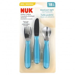 NUK, Kiddy Cutlery, Utensil Set, 18+ Months, Blue, 3 Pieces в Москве - eco-herb.ru | фото
