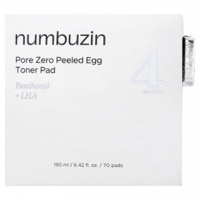 Numbuzin, No.4 Pore Zero Peeled Egg, тоник, 70 шт., 190 мл (6,42 жидк. унции) в Москве - eco-herb.ru | фото