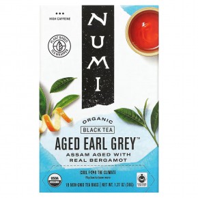 Numi Tea, Органический черный чай, выдержанный Эрл Грей, 18 чайных пакетиков, 1,27 унции (36 г) в Москве - eco-herb.ru | фото