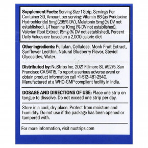 NuStrips, Sleep In A Strip™, голубика, 30 полосок в Москве - eco-herb.ru | изображение NuStrips, Sleep In A Strip™, голубика, 30 полосок в Москве - eco-herb.ru | фото