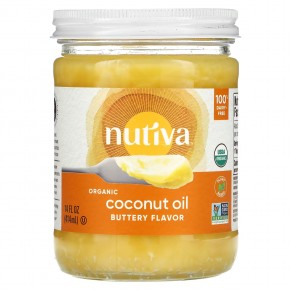 Nutiva, органическое кокосовое масло, с ароматом сливочного масла, 414 мл (14 жидк. унций) в Москве - eco-herb.ru | фото