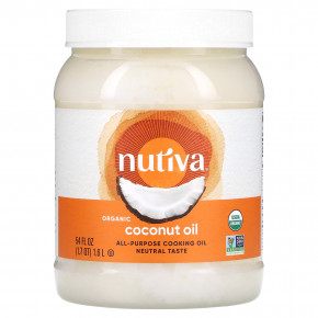 Nutiva, Универсальное растительное масло, органическое кокосовое масло, 1,6 л (54 жидк. унц.) в Москве - eco-herb.ru | фото