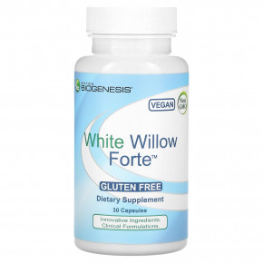 Nutra BioGenesis, White Willow Forte, белая ива, 30 капсул - описание | фото