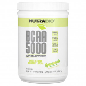 NutraBio, BCAA 5000, лимонад, 418 г (0,9 фунта 14,8 унции) - описание | фото