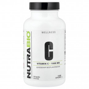 NutraBio, биофлавоноиды витамина C и шиповника, 120 капсул - описание | фото