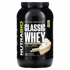 NutraBio, Classic Whey Protein, банановый кремовый пирог, 907 г (2 фунта) - описание