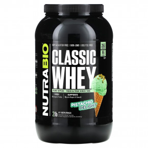 NutraBio, Classic Whey Protein, фисташковое наслаждение, 907 г (2 фунта) - описание