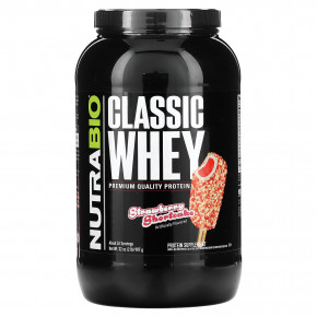 NutraBio, Classic Whey Protein, клубничное песочное печенье, 907 г (2 фунта) - описание