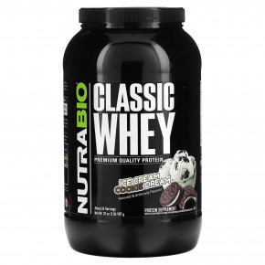 NutraBio, Classic Whey Protein, мороженое с печеньем, 907 г (2 фунта) - описание