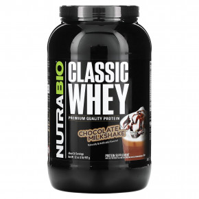 NutraBio, Classic Whey Protein, шоколадный молочный коктейль, 907 г (2 фунта) - описание