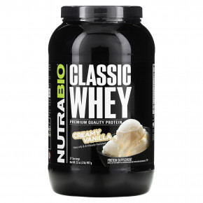 NutraBio, Classic Whey Protein, сливочный ваниль, 907 г (2 фунта) - описание