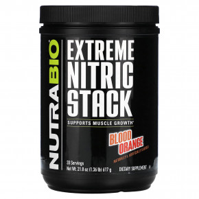 NutraBio, Extreme Nitric Stack, кровавый апельсин, 1,36 фунта (21,8 унции) - описание