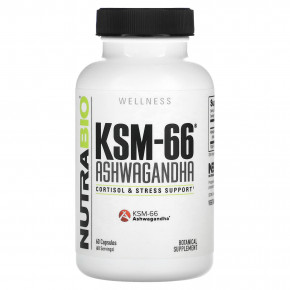 NutraBio, KSM-66®, ашваганда, 600 мг, 60 капсул в Москве - eco-herb.ru | фото