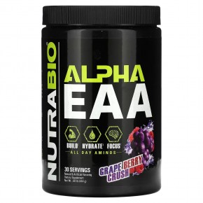 NutraBio, Alpha EAA, незаменимые аминокислоты, со вкусом винограда и ягод, 444 г (0,98 фунта) - описание